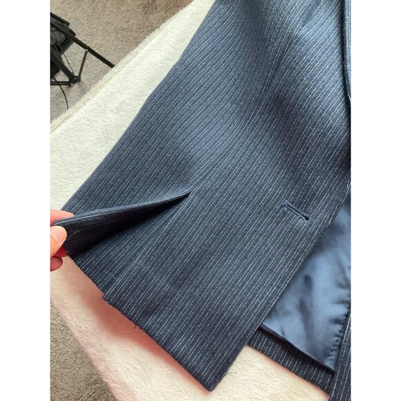 Vintage Sz Medium Sasson Pinstripe Blazer Navy Single Button Wool Bl Minimalist - Picture 10 of 12